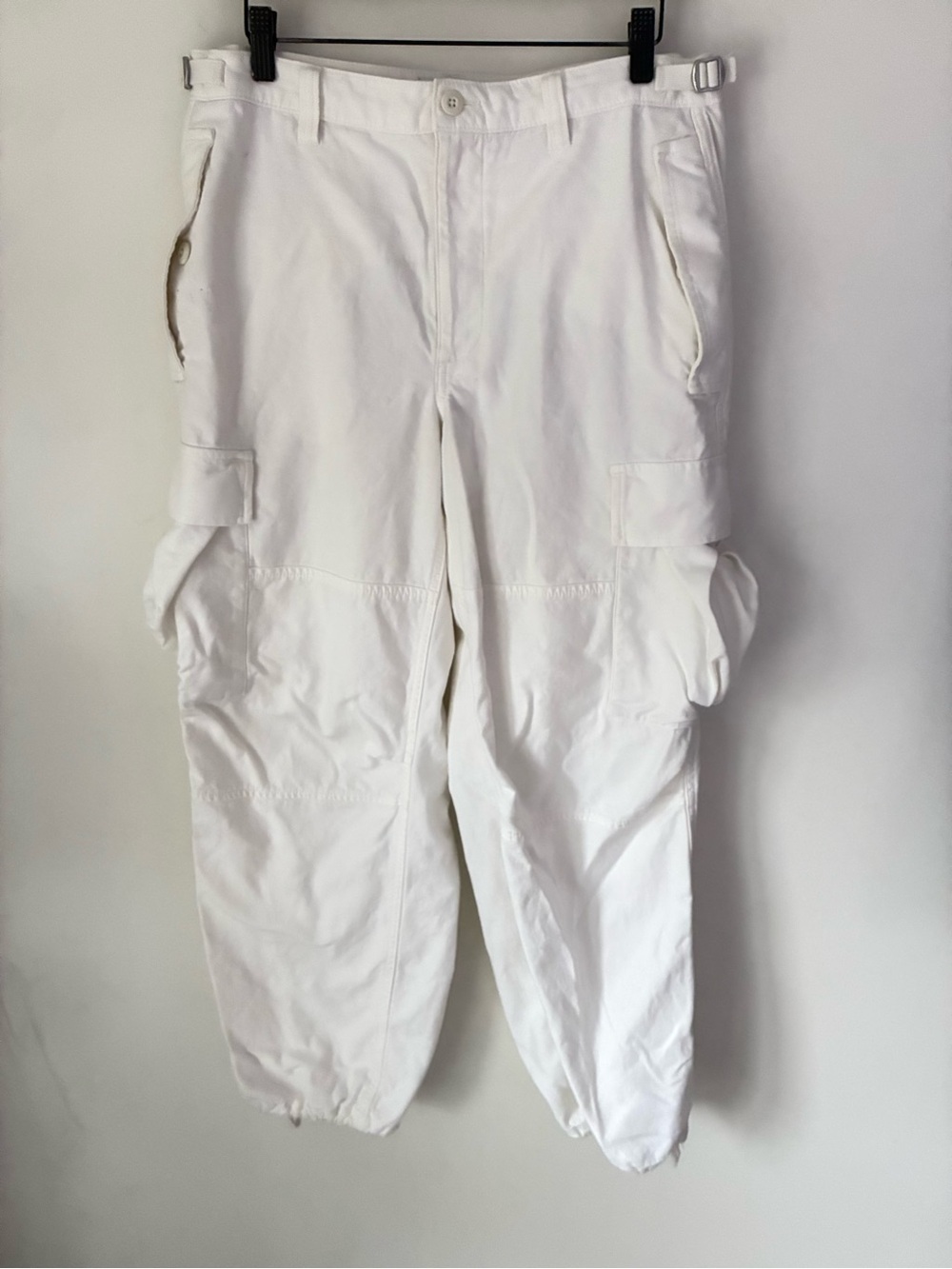 TNA Cargo Pants Women’s 10 White Cotton Parachute Utility Adjustable Waist Y2K